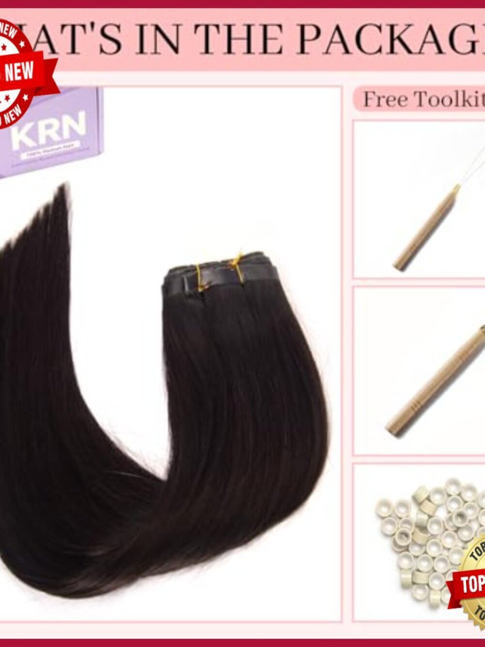 16 Inch Human Hair Extensions, 100g Butterfly Weft, Seamless Micro Bead - Picture 7 of 7